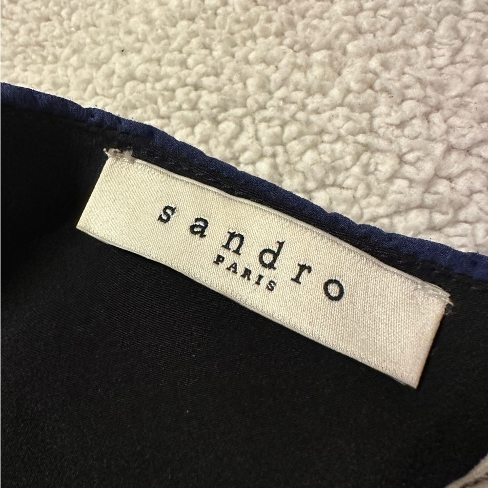 Sandro Rdv Blue One Shoulder Ruffled Crepe Mini Dress - Picture 11 of 14